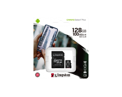 Kingston 128 GB microSDXC Class 10 UHS-I Canvas Select Plus + SD Adapter SDCS2/128GB