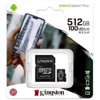 Kingston 512 GB microSDXC Class 10 UHS-I U3 Canvas Select Plus + SD Adapter SDCS2/512GB