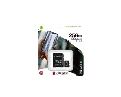 Kingston 256 GB microSDXC Class 10 UHS-I U3 Canvas Select Plus + SD Adapter SDCS2/256GB