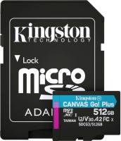 Kingston 512 GB microSDXC class 10 UHS-I U3 Canvas Go! Plus + SD Adapter SDCG3/512GB