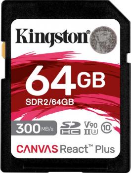 Kingston 64 GB SDXC Class 10 UHS-II U3 Canvas React Plus (SDR2/64GB)