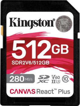 Kingston 512 GB SDXC Canvas React Plus UHS-II U3 V60 Class 10 (SDR2V6/512GB)