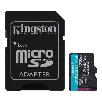 Kingston 128 GB microSDXC Canvas Go! Plus UHS-I U3 V30 A2 Class 10 + SD-adapter (SDCG4/128GB)