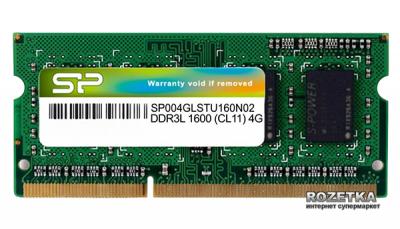 Silicon Power 4 GB SO-DIMM DDR3 1600 MHz (SP004GLSTU160N02)