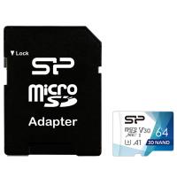 Silicon Power 64 GB microSDHC Class 10 UHS-1 (U3) V30 SuperiorProColor + SD adapter SP064GBSTXDU3V20AB
