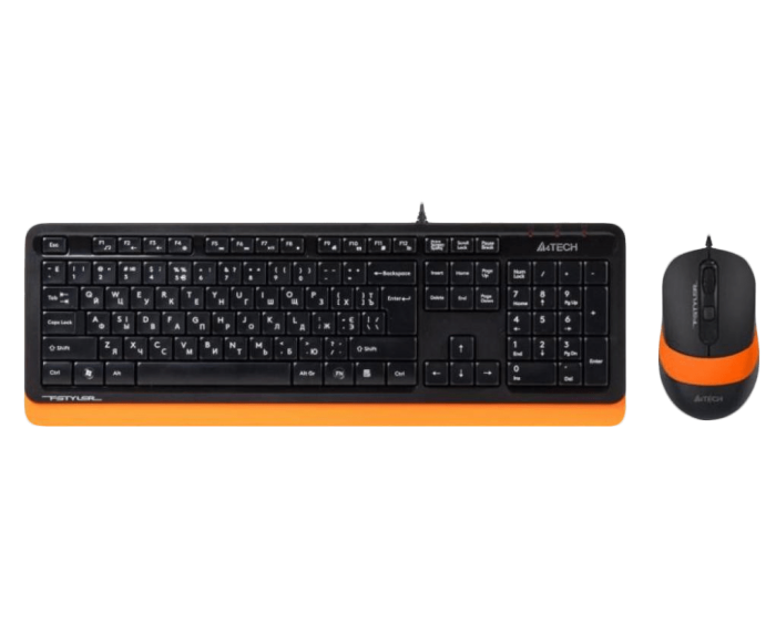 A4Tech Fstyler F1010, комплект дротовий клавіатура з мишою, USB, чорний+помаранчевий колір