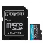 Kingston 64 GB microSDXC class 10 UHS-I U3 Canvas Go! Plus + SD Adapter SDCG3/64GB Kingston 64 GB microSDXC class 10 UHS-I U3 Canvas Go! Plus + SD Adapter SDCG3/64GB