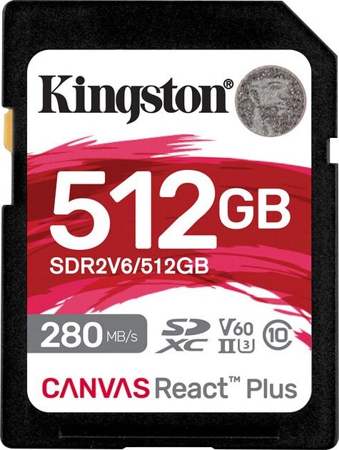 Kingston 512 GB SDXC Canvas React Plus UHS-II U3 V60 Class 10 (SDR2V6/512GB)