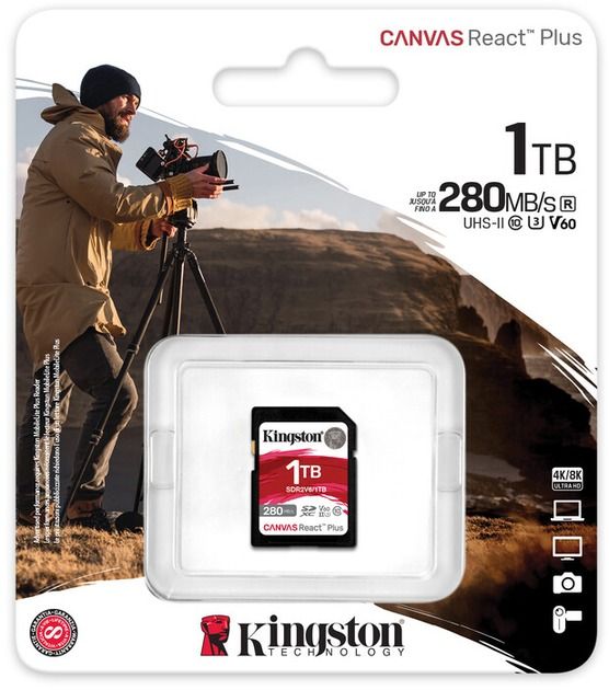 Kingston 1TB SDXC Class 10 UHS-II U3 Canvas React Plus (SDR2V6/1TB)