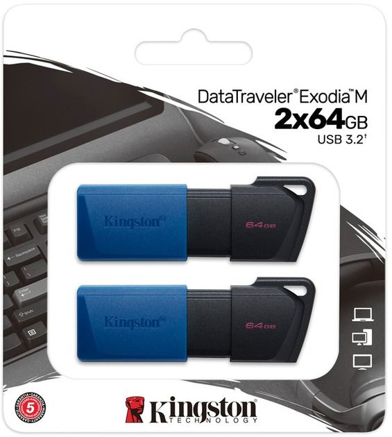 Kingston 2 x 64 GB DataTraveler Exodia M USB 3.2 Blue (DTXM/64GB-2P)