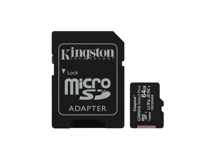 Kingston 64 GB microSDXC Class 10 UHS-I Canvas Select Plus + SD Adapter SDCS2/64GB