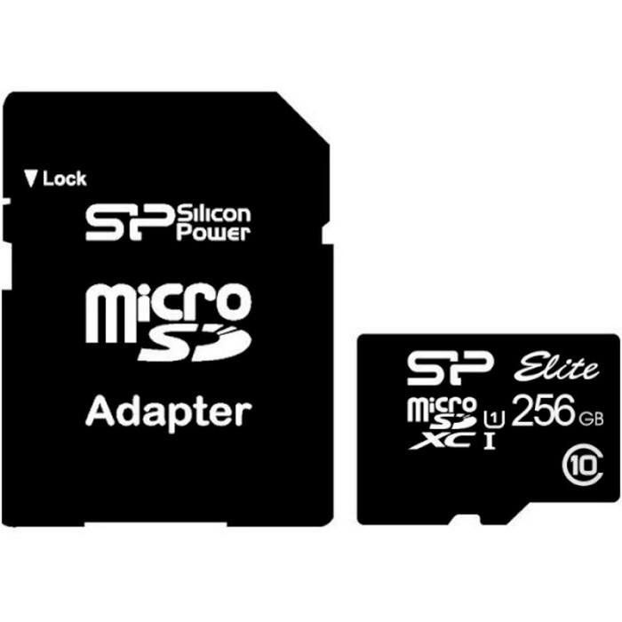 Silicon Power 256 GB microSDXC UHS-I Elite + SD adapter SP256GBSTXBU1V10SP