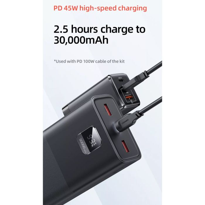 USAMS US-CD185 PB68 30000mAh 65W Black (ATXLOGTC01)