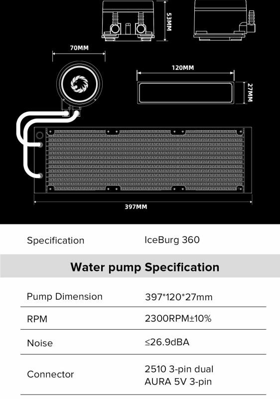 Водяне охолодження GameMax IceBurg 360 Infinity WH