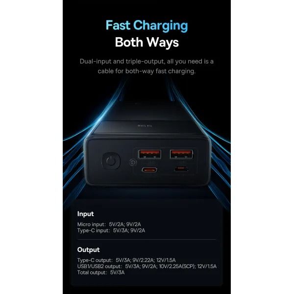 Baseus Star Lord Display 22.5W 30000 mAh Black (PPXJ060101/PPXJ080101)