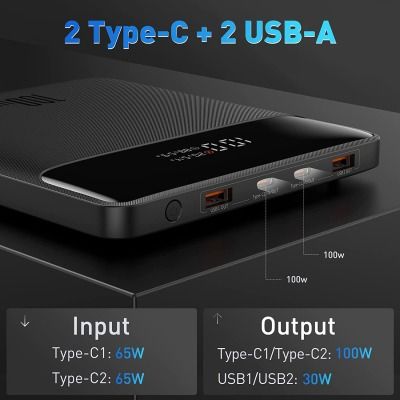 Baseus Blade Digital Display 20000 mAh PD 100W Black (PPDGL-01, PPBLD100-S, PPBL000201)