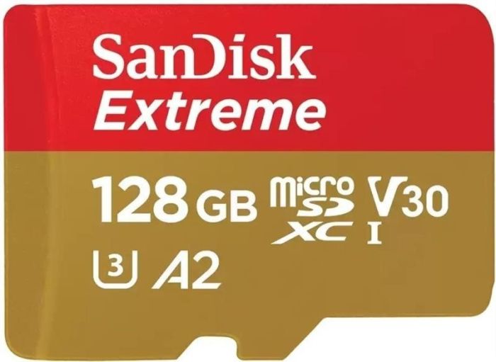 SanDisk 128 GB microSDXC UHS-I U3 V30 A2 Extreme (SDSQXAA-128G-GN6MA)