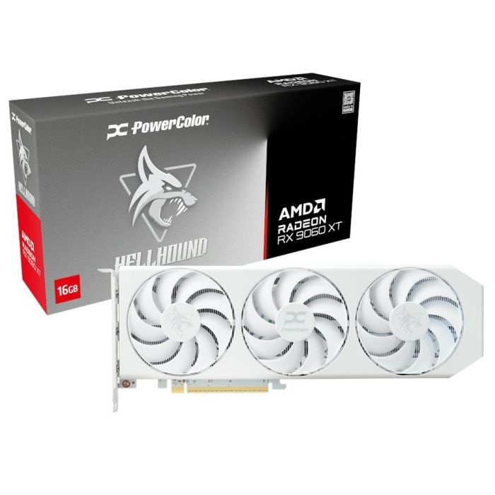 PowerColor Radeon RX 9060 XT 16GB Hellhound WHITE (RX9060XT 16G-L/OC/WHITE)