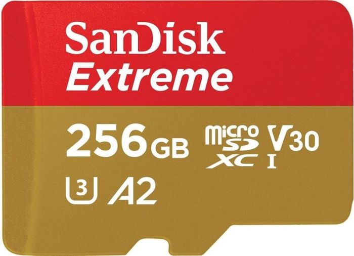 SanDisk 256 GB microSDXC UHS-I U3 V30 A2 Extreme (SDSQXAV-256G-GN6MA)