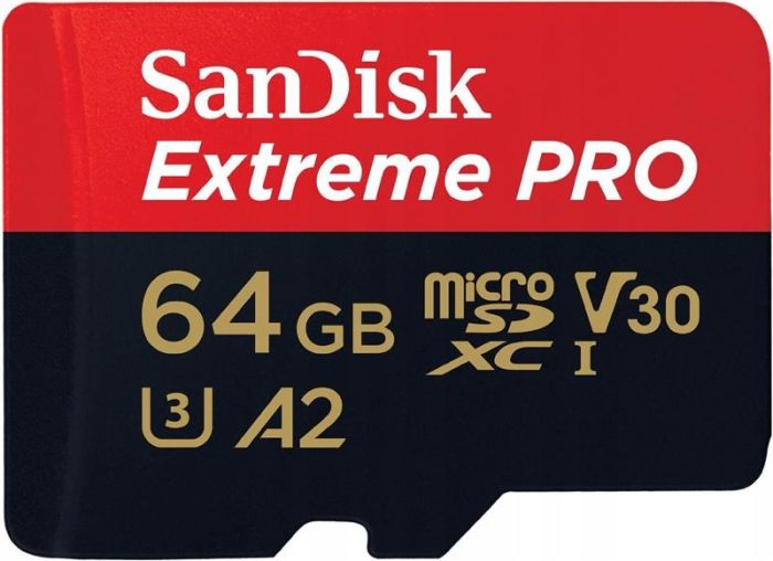 SanDisk 64 GB microSDXC UHS-I U3 Extreme Pro + SD Adapter SDSQXCU-064G-GN6MA