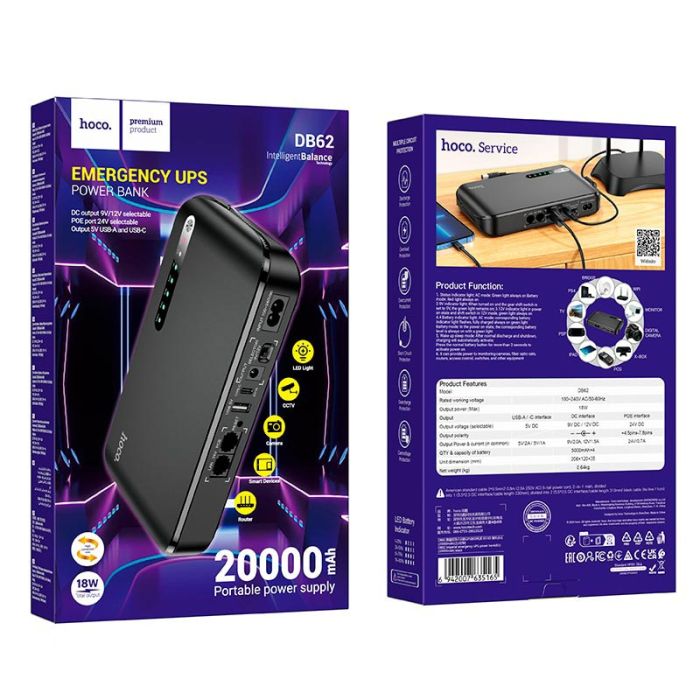 ДБЖ для роутера Hoco DB62 20000mAh Black