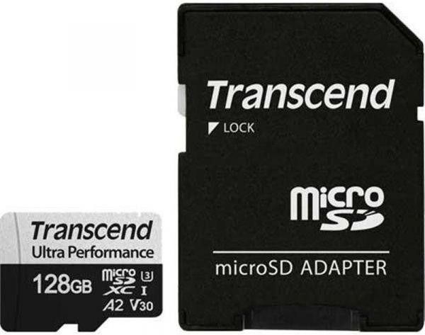 Transcend 128 GB microSDXC UHS-I U3 V30 A2 340S + SD Adapter TS128GUSD340S