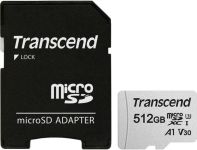 Transcend 512 GB microSDXC Clase 10 UHS-I (U3) + SD-adapter (TS512GUSD300S-A)