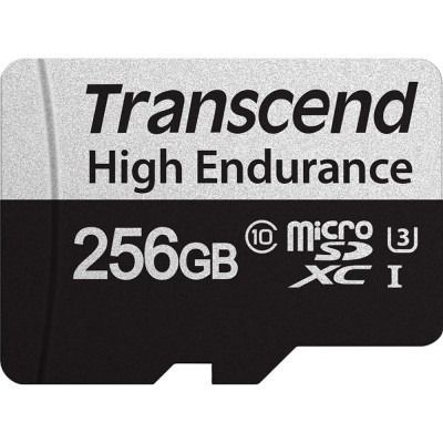 Transcend 256 GB microSDXC UHS-I (U3) High Endurance + SD Adapter (TS256GUSD350V)