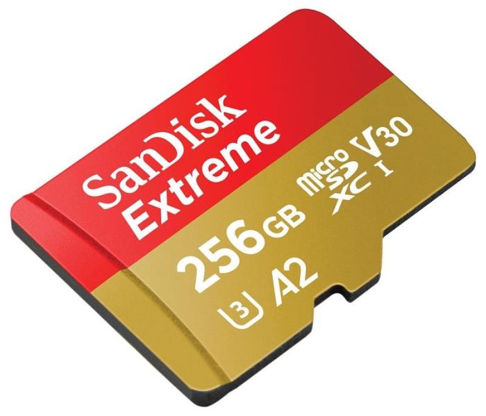 SanDisk 256 GB microSDXC UHS-I U3 V30 A2 Extreme (SDSQXAV-256G-GN6MA)