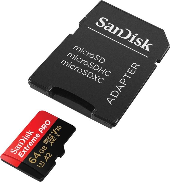 SanDisk 64 GB microSDXC UHS-I U3 Extreme Pro + SD Adapter SDSQXCU-064G-GN6MA