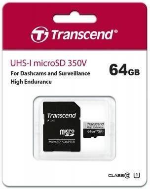Transcend 64 GB microSDXC UHS-I 350V High Endurance + SD Adapter (TS64GUSD350V)