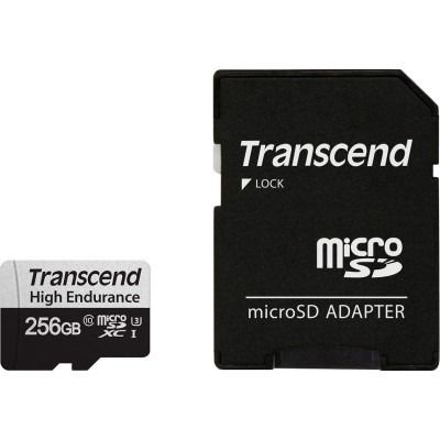 Transcend 256 GB microSDXC UHS-I (U3) High Endurance + SD Adapter (TS256GUSD350V)