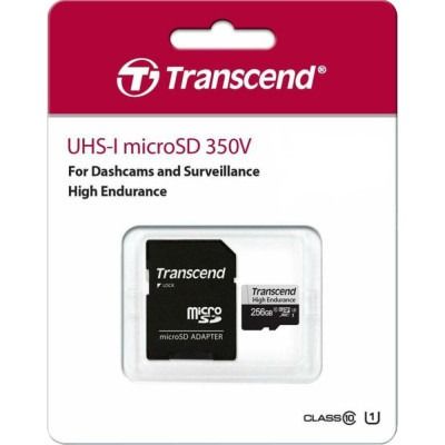 Transcend 256 GB microSDXC UHS-I (U3) High Endurance + SD Adapter (TS256GUSD350V)