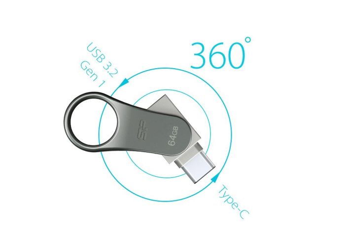 Silicon Power 128 GB DriveMobile C80 USB 3.1 + Type-C Silver (SP128GBUC3C80V1S)